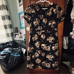 Boden Black and Brown Floral Sheath Dress